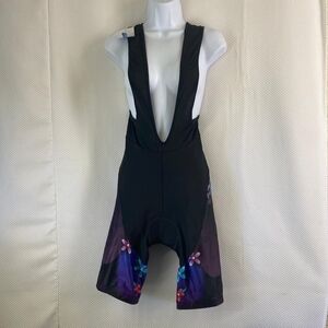Black Sett 2p Cycling Bib Shorts & Jacket with Floral Accents Size XL